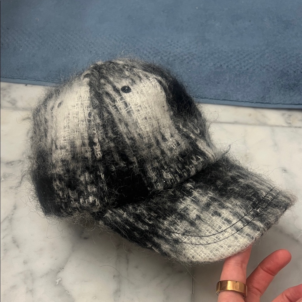 Janessa Leone Black and White Wool Baseball Cap